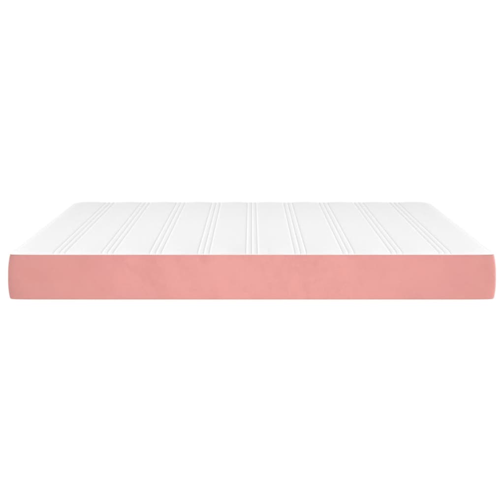 Matelas de lit à ressorts ensachés rose 160x220x20 cm velours