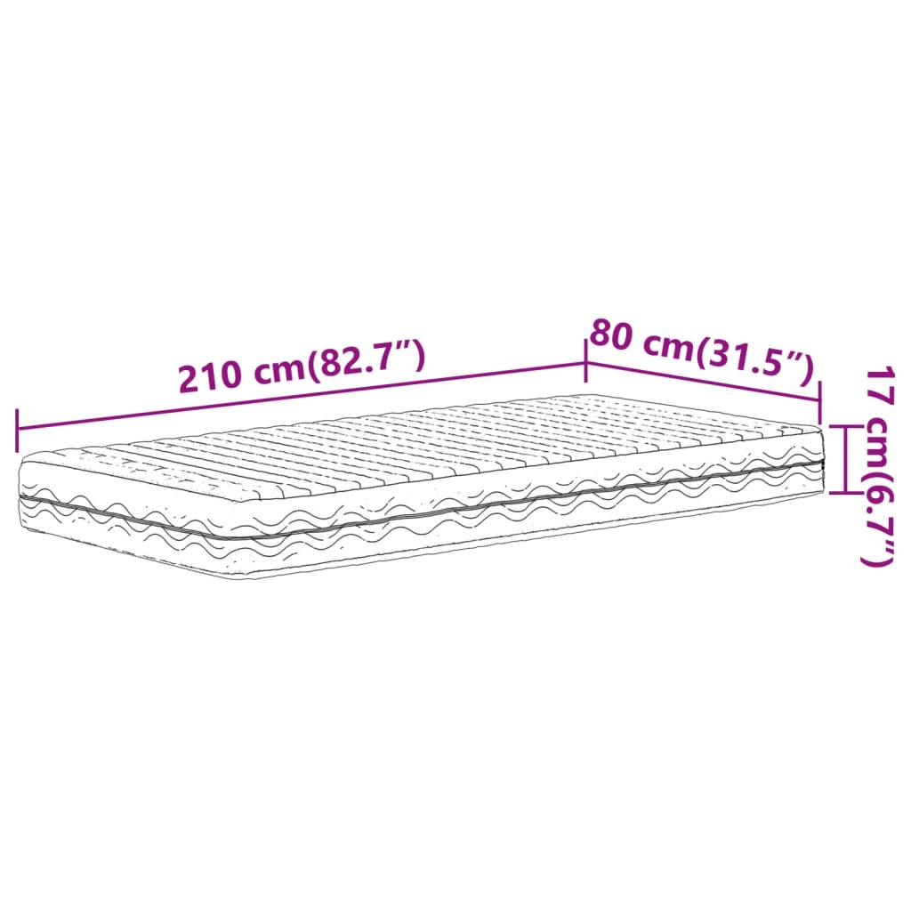 Weiße Schaumstoffmatratze 80x210 cm Härte H2 H3