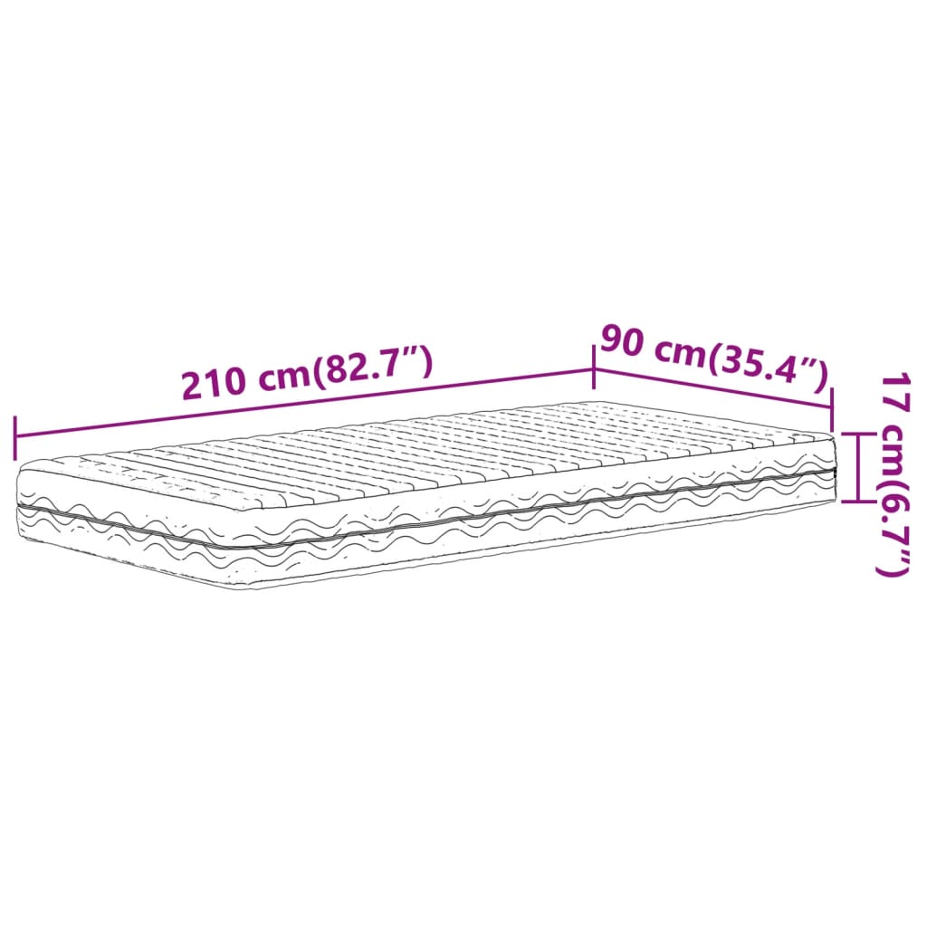 Matelas en mousse blanc 90x210 cm dureté H2 H3