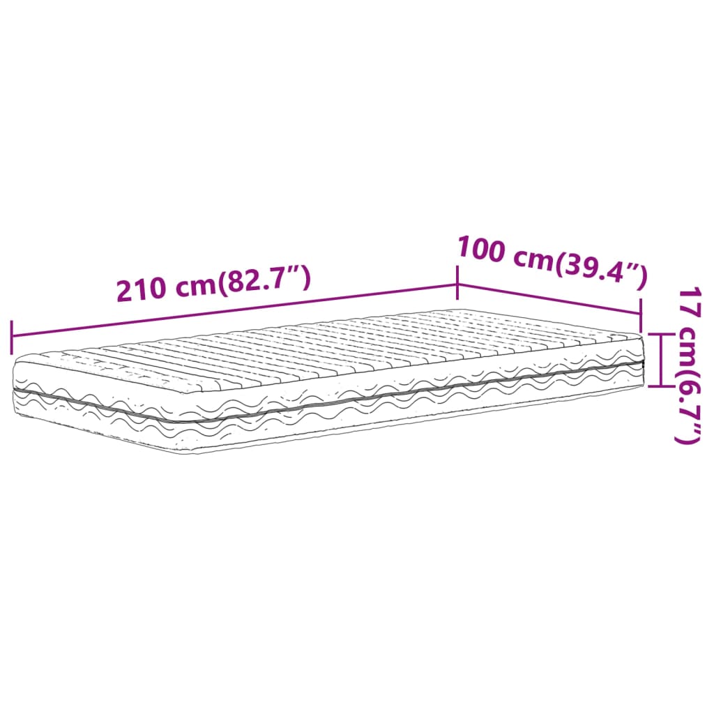 Matelas en mousse blanc 100x210 cm dureté H2 H3