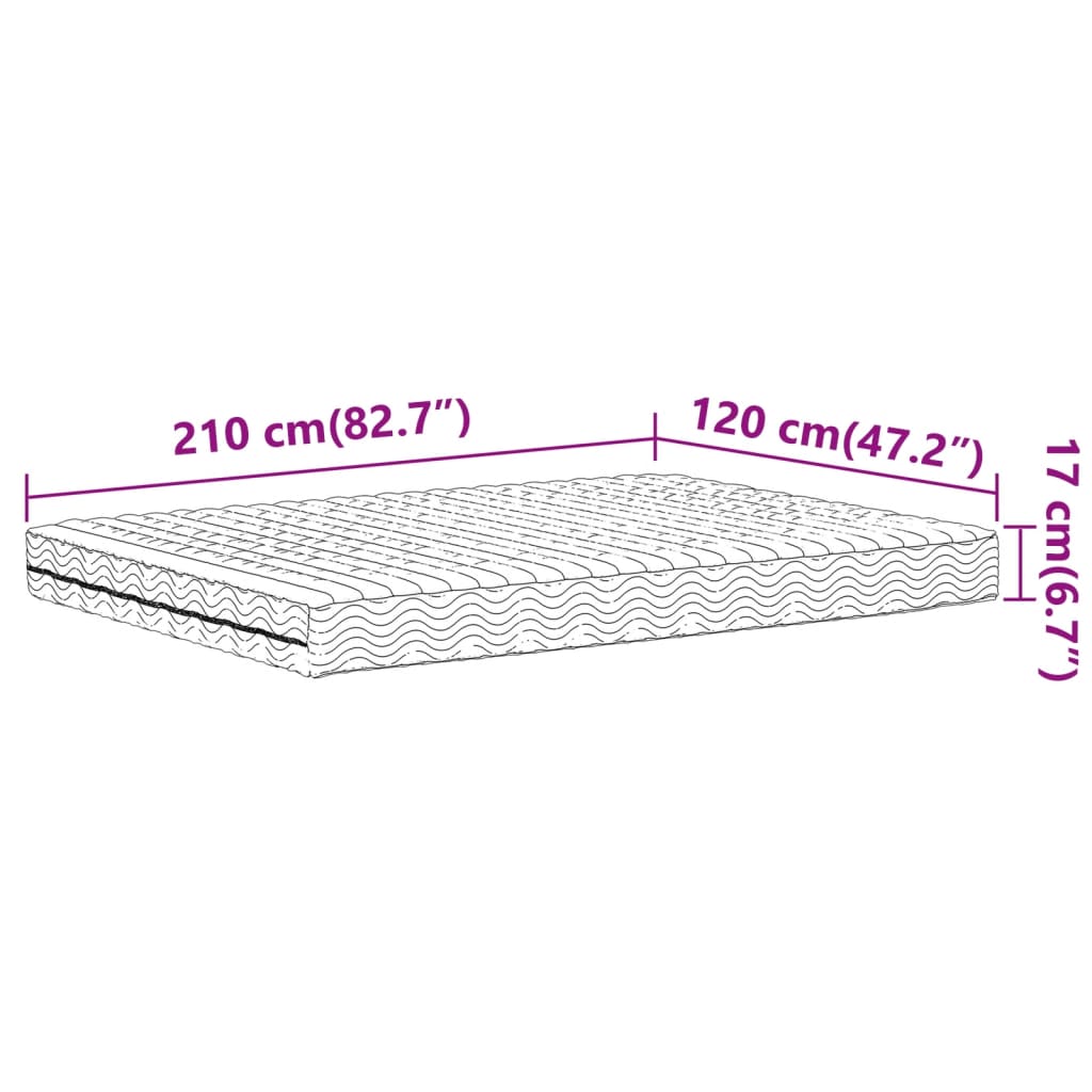 Matelas en mousse blanc 120x210 cm dureté H2 H3