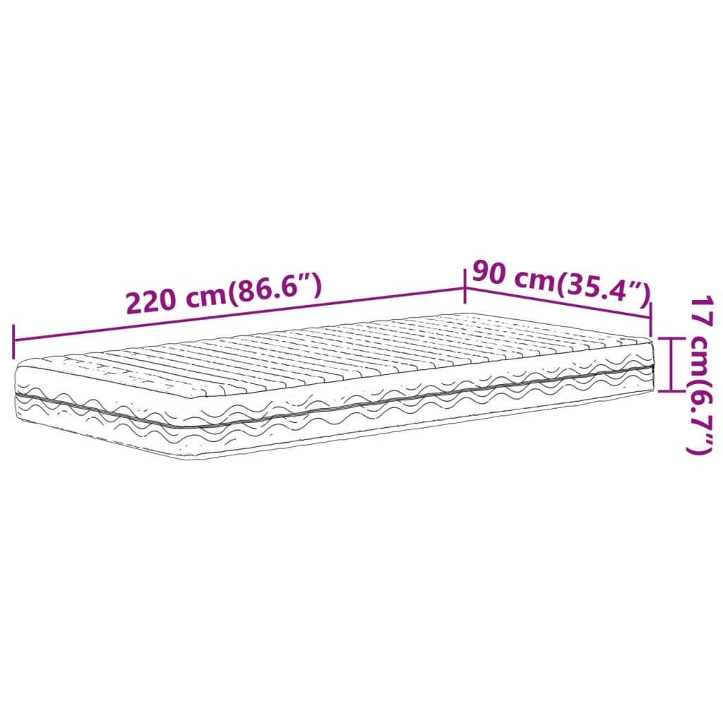 Matelas en mousse blanc 90x220 cm dureté H2 H3