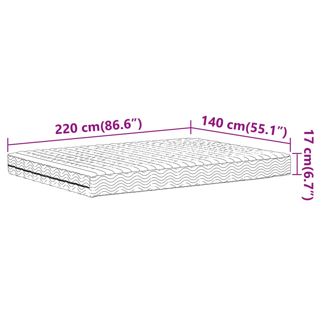 Matelas en mousse blanc 140x220 cm dureté H2 H3