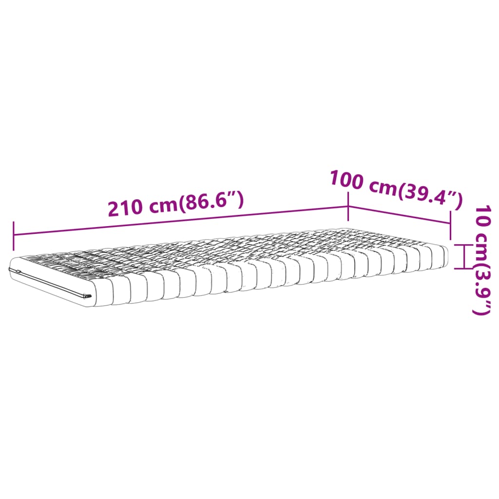 Matelas en mousse blanc 100x210 cm 7 zones dureté 20 ILD