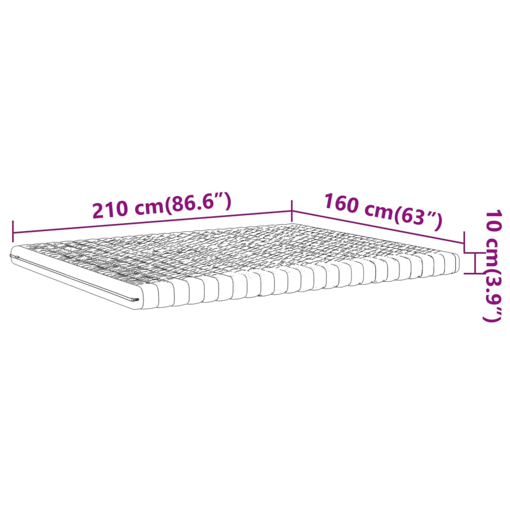 Matelas en mousse blanc 160x210 cm 7 zones dureté 20 ILD