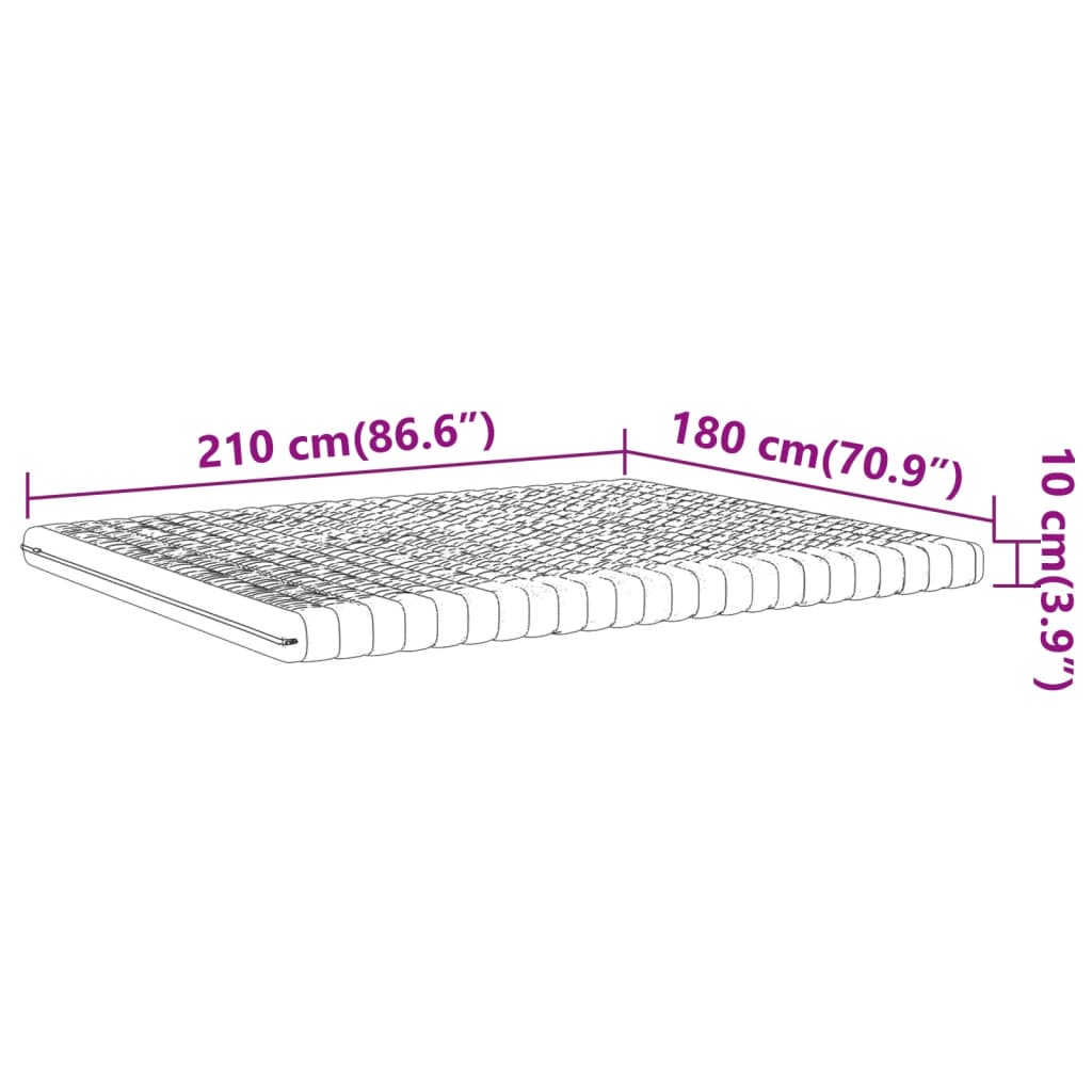 Matelas en mousse blanc 180x210 cm 7 zones dureté 20 ILD