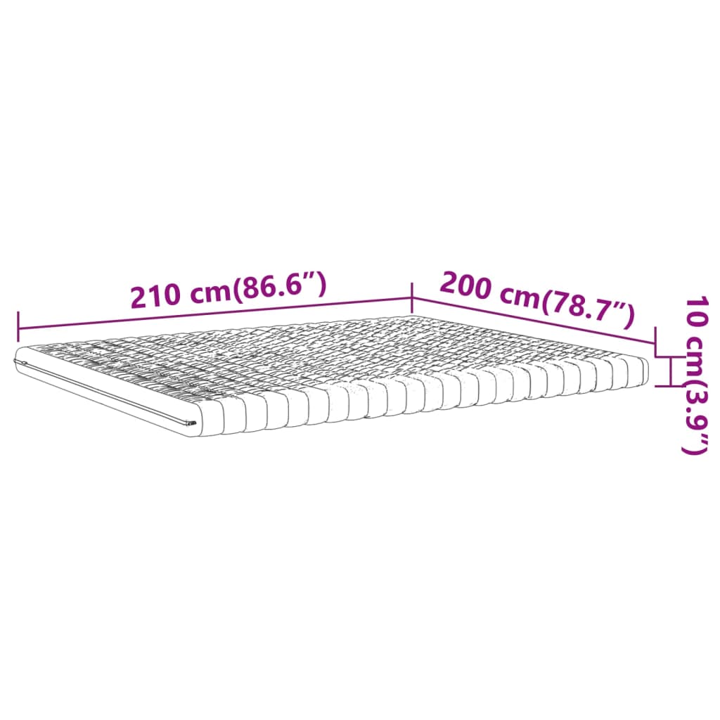 Matelas en mousse blanc 200x210 cm 7 zones dureté 20 ILD