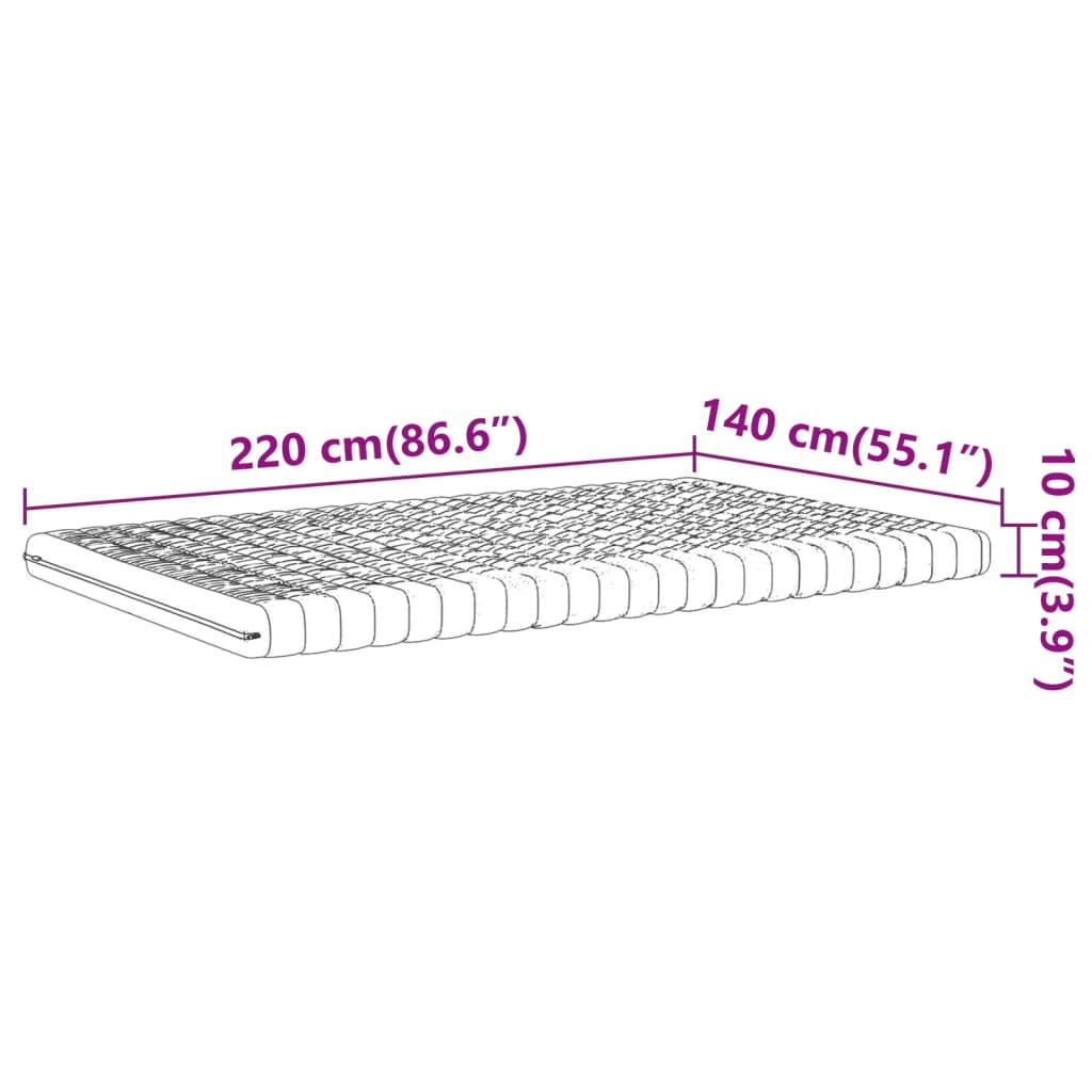 Matelas en mousse blanc 140x220 cm 7 zones dureté 20 ILD