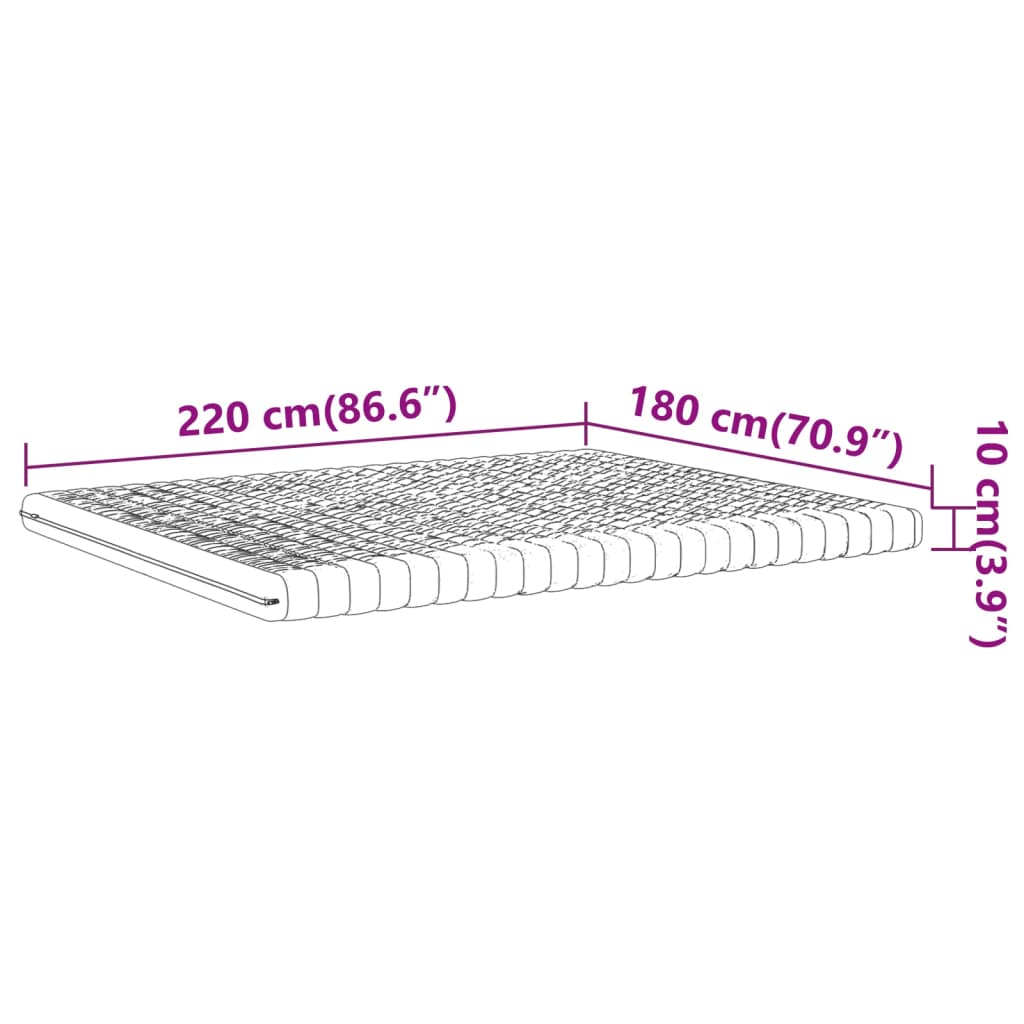 Matelas en mousse blanc 180x220 cm 7 zones dureté 20 ILD