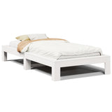 Cadre de lit sans matelas blanc 100x200 cm bois de pin massif