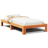 Cadre de lit sans matelas cire marron 100x200cm bois pin massif