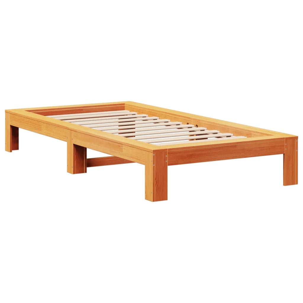 Cadre de lit sans matelas cire marron 90x200 cm bois pin massif