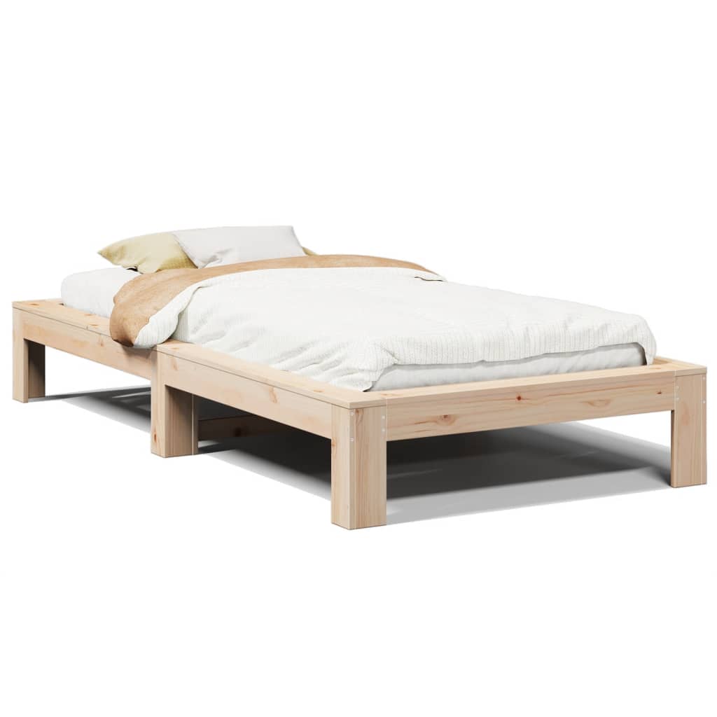 Cadre de lit sans matelas 75x190 cm bois de pin massif