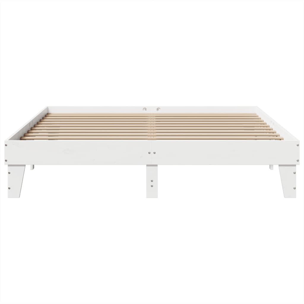 Cadre de lit sans matelas blanc 200x200 cm bois massif de pin