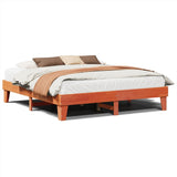 Bed frame without mattress brown wax 200x200cm solid pine wood