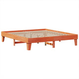 Bed frame without mattress brown wax 200x200cm solid pine wood