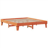 Bed frame without mattress brown wax 200x200cm solid pine wood