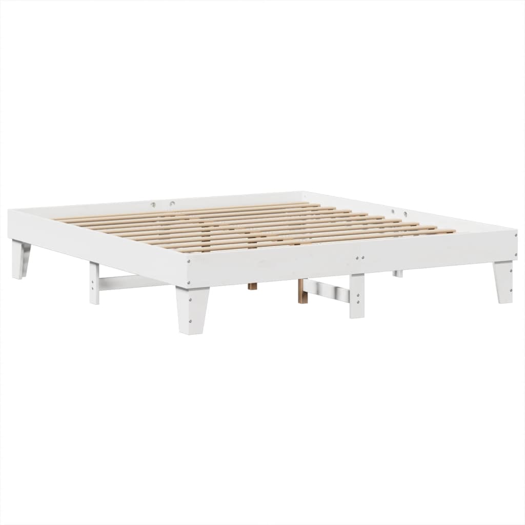 Cadre de lit sans matelas blanc 180x200 cm bois massif de pin