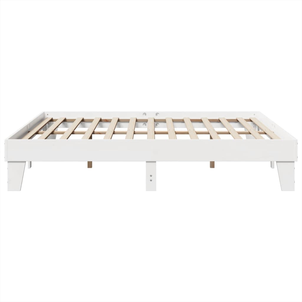 Cadre de lit sans matelas blanc 180x200 cm bois massif de pin