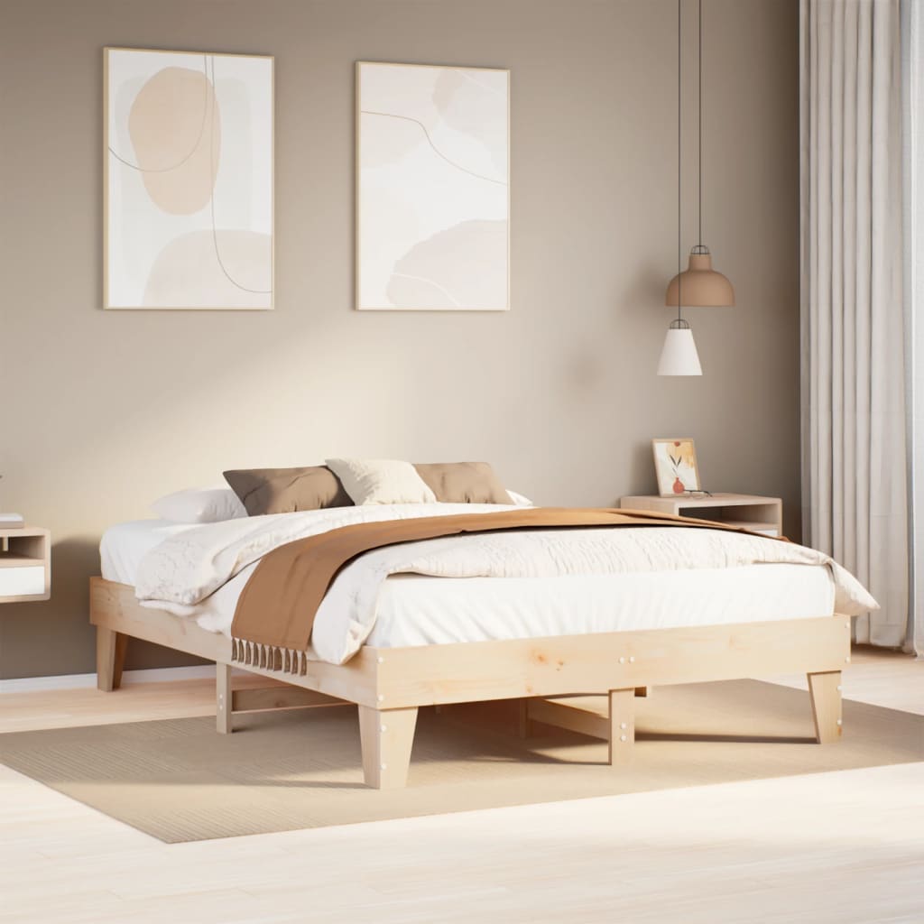 Bed frame without mattress 160x200 cm solid pine wood