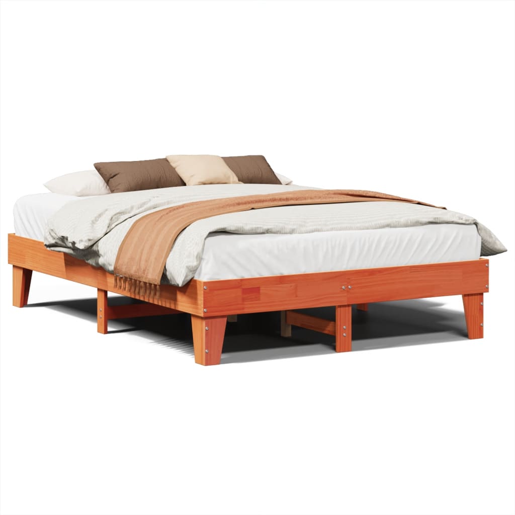 Cadre de lit sans matelas cire marron 160x200cm bois pin massif