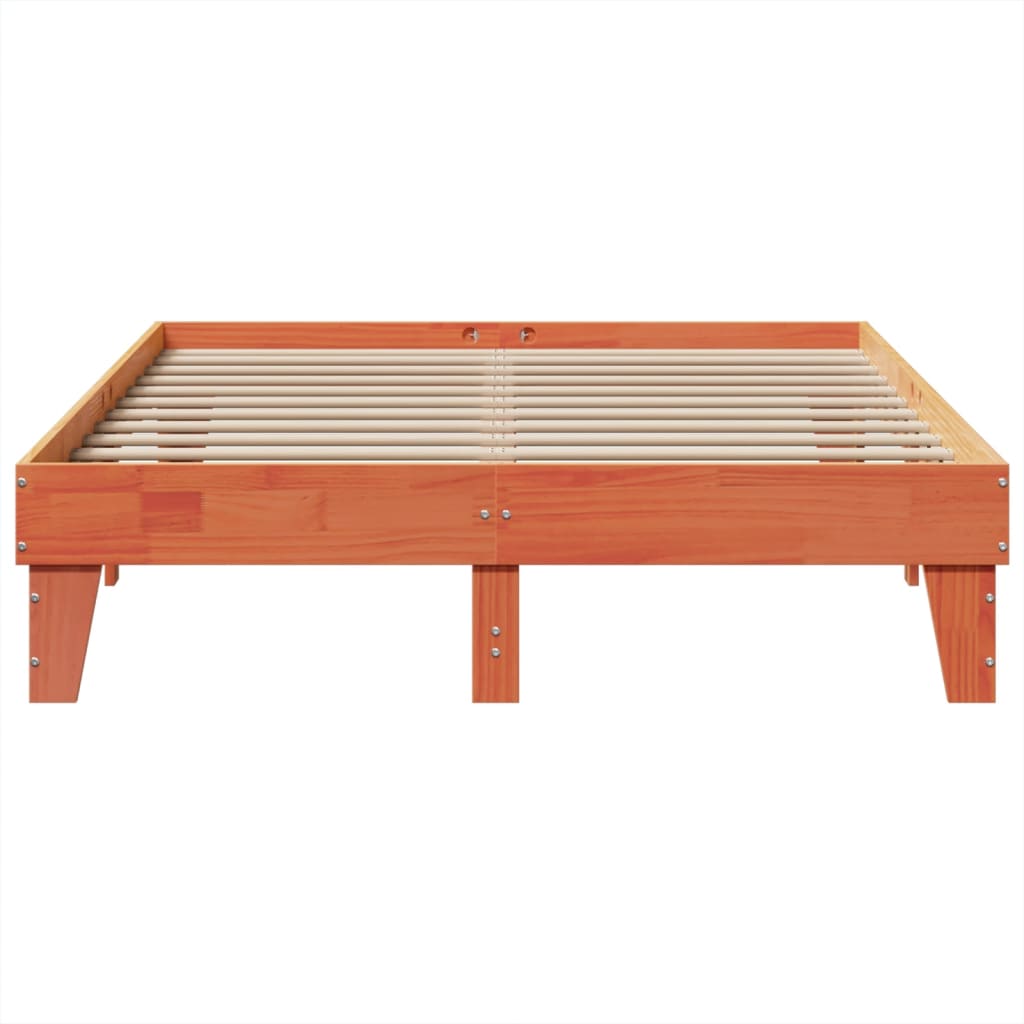 Cadre de lit sans matelas cire marron 160x200cm bois pin massif