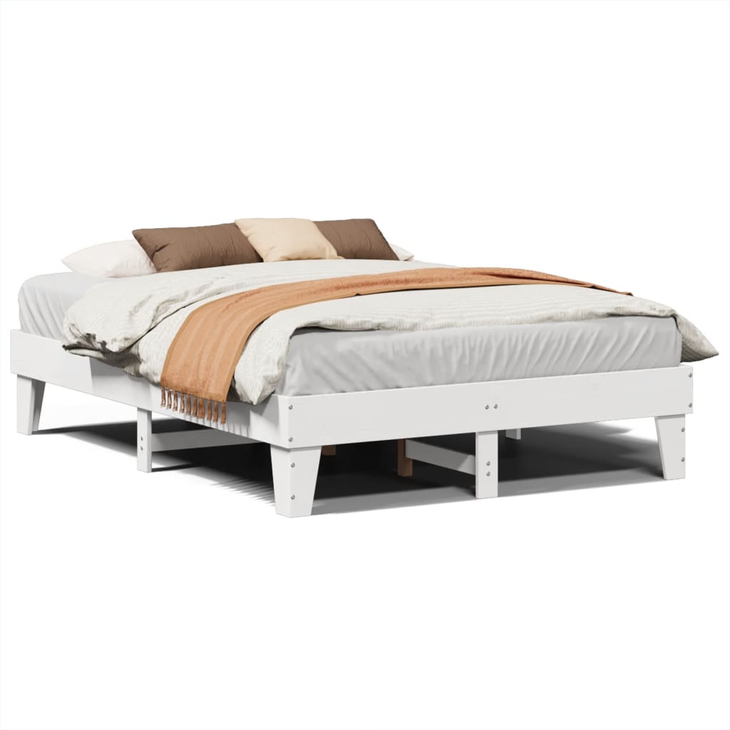 Cadre de lit sans matelas blanc 150x200 cm bois de pin massif