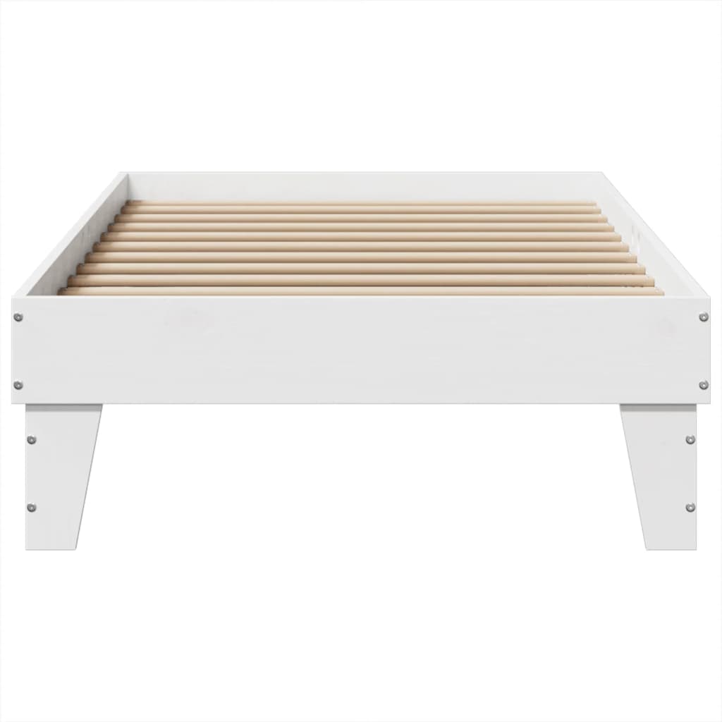 Bed frame without mattress white 100x200 cm solid pine wood