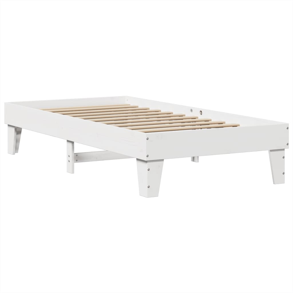 Bed frame without mattress white 100x200 cm solid pine wood