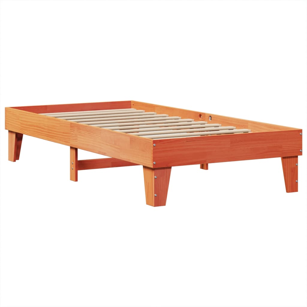 Cadre de lit sans matelas cire marron 90x200 cm bois pin massif