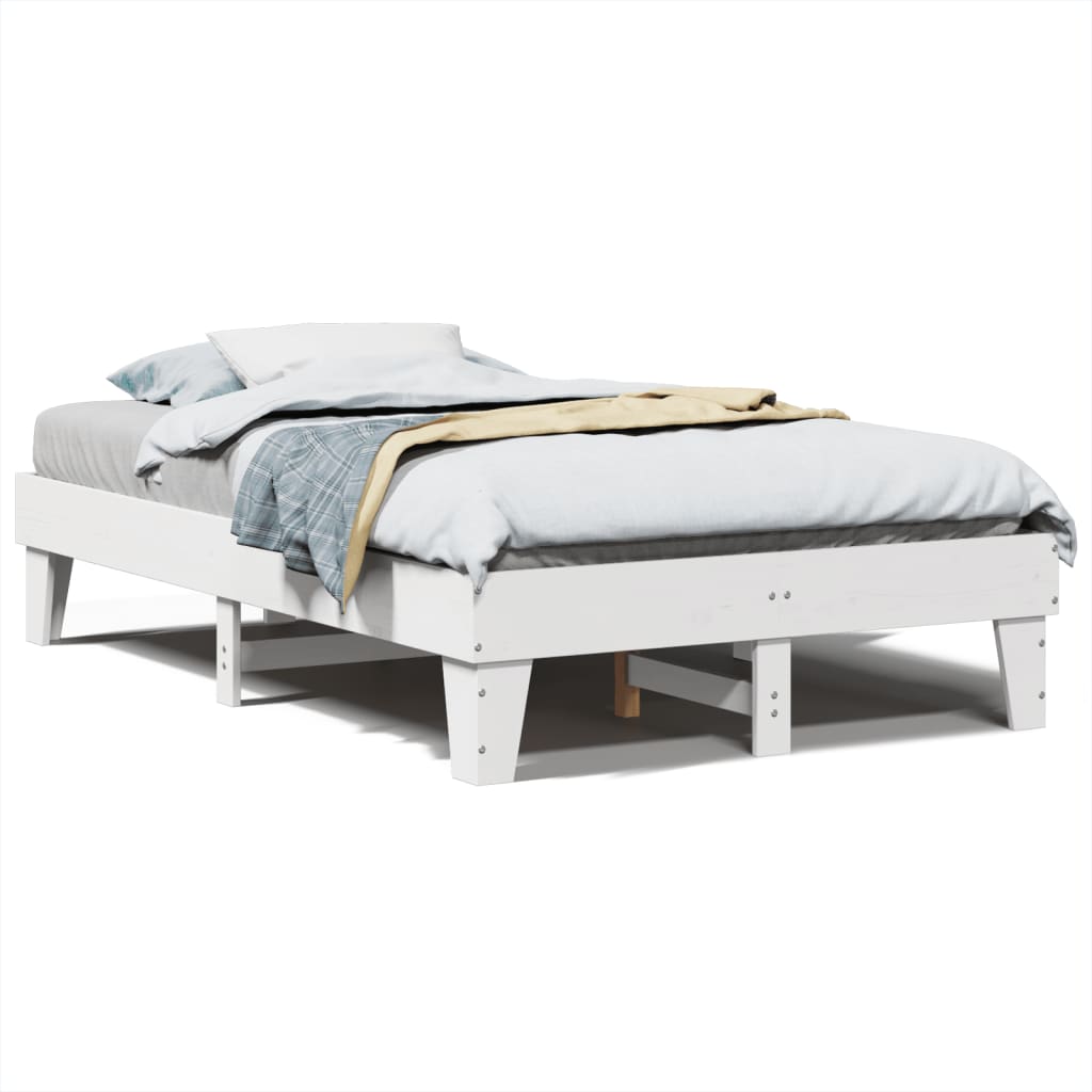 Cadre de lit sans matelas blanc 135x190 cm bois de pin massif