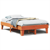 Bed frame without mattress brown wax 135x190cm solid pine wood