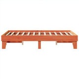 Bed frame without mattress brown wax 135x190cm solid pine wood