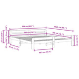 Bettgestell ohne weiße Matratze 200x200 cm aus massivem Kiefernholz