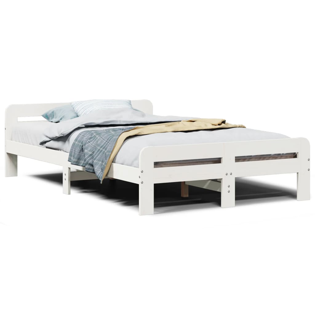 Bed frame without mattress white 120x200 cm solid pine wood