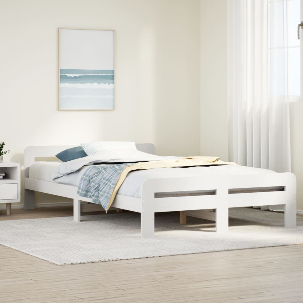 Bed frame without mattress white 120x200 cm solid pine wood