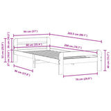 Bettgestell ohne Matratze 90x200 cm aus massivem Kiefernholz