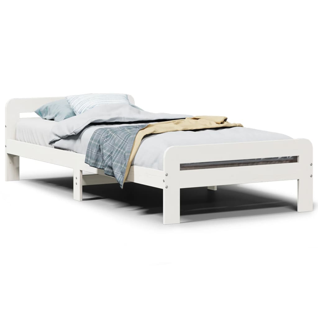 Cadre de lit sans matelas blanc 90x190 cm bois de pin massif