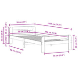 Bettgestell ohne Matratze, braunes Wachs, 90 x 190 cm, massives Kiefernholz