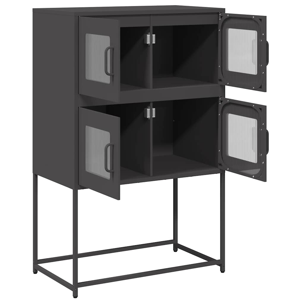 Black high sideboard 68x39x107 cm steel