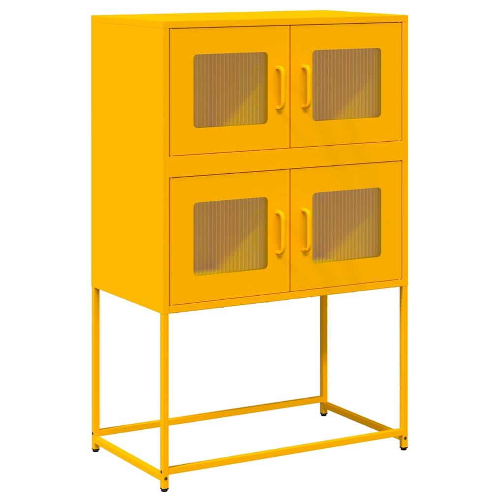 Mustard yellow high sideboard 68x39x107 cm steel