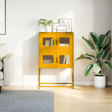 Mustard yellow high sideboard 68x39x107 cm steel