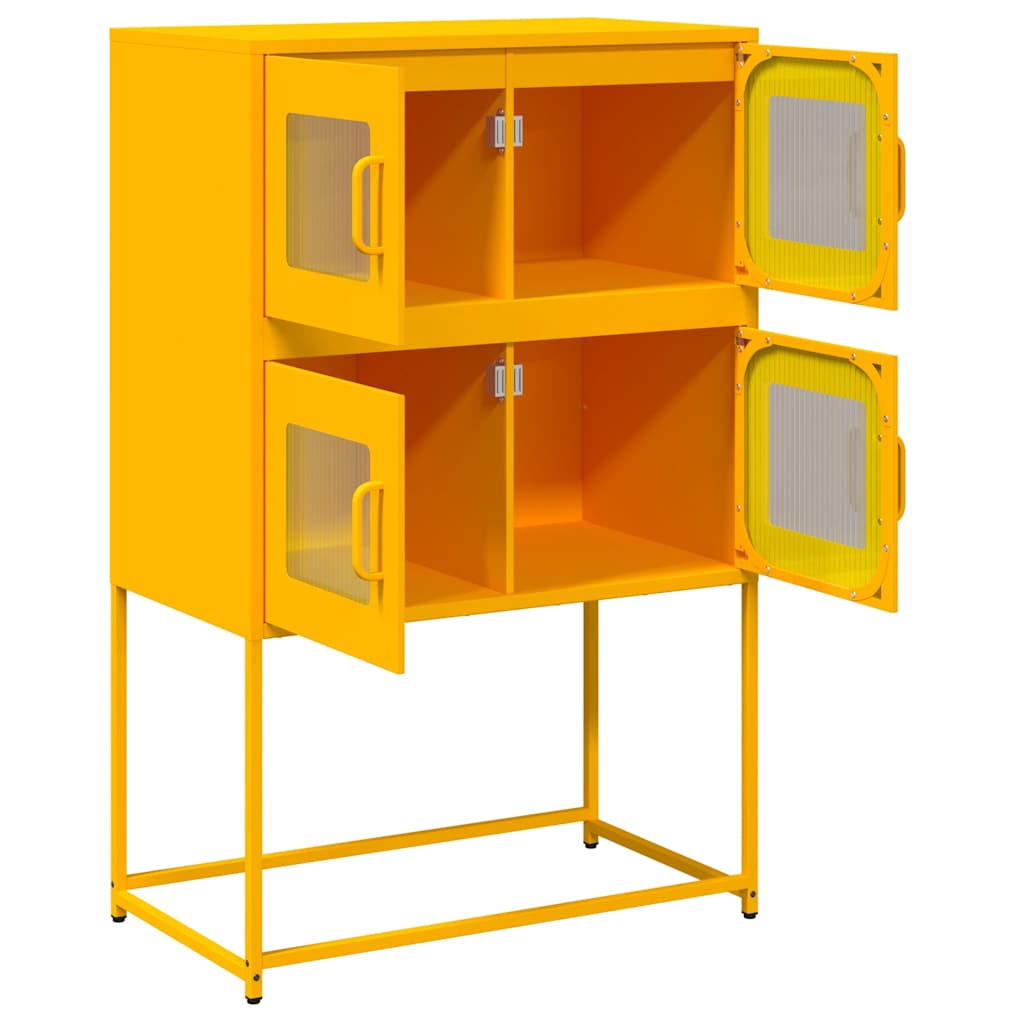 Mustard yellow high sideboard 68x39x107 cm steel