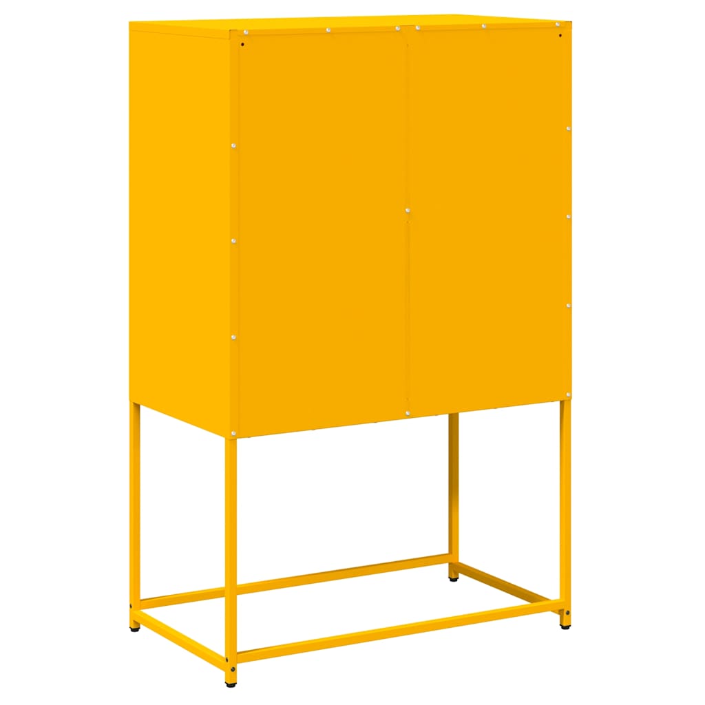 Mustard yellow high sideboard 68x39x107 cm steel