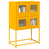 Mustard yellow high sideboard 68x39x107 cm steel