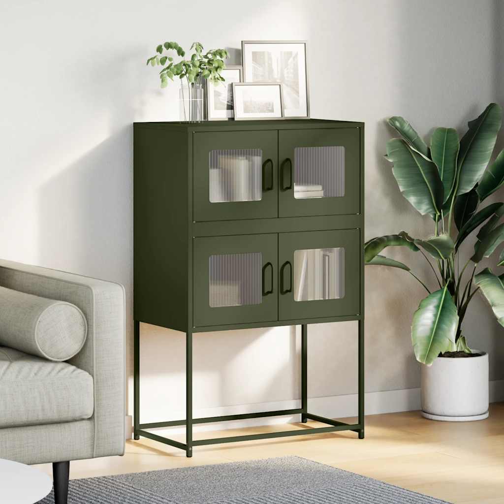 Buffet haut vert olive 68x39x107 cm acier