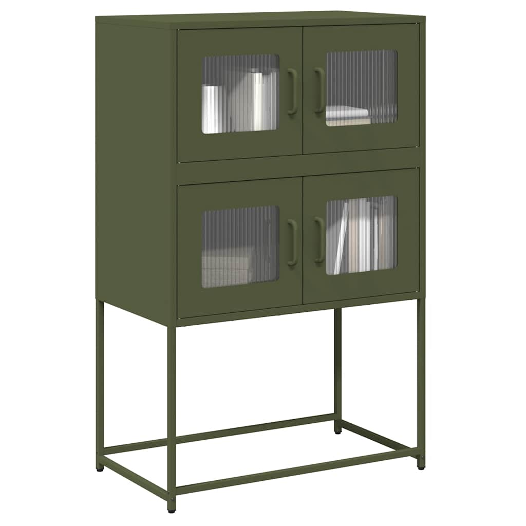 Buffet haut vert olive 68x39x107 cm acier