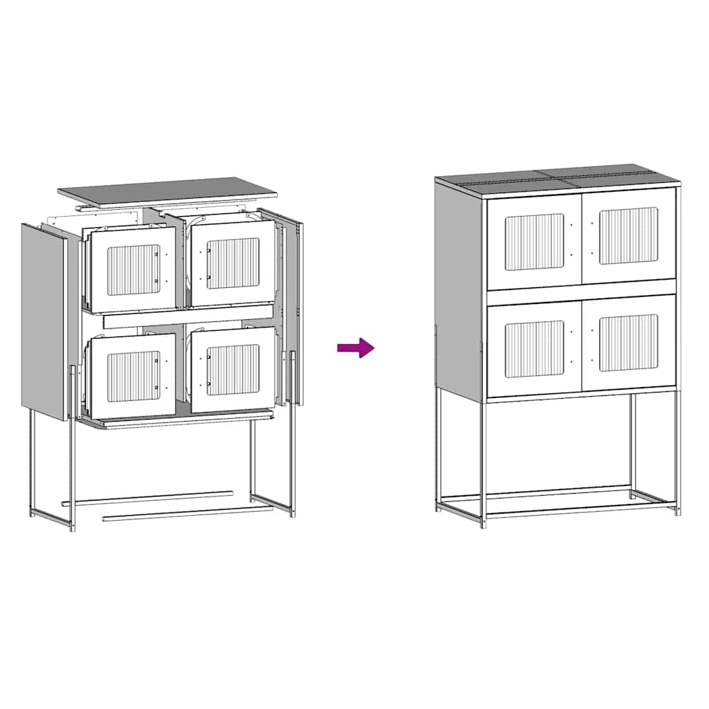 White high sideboard 68x39x107 cm steel