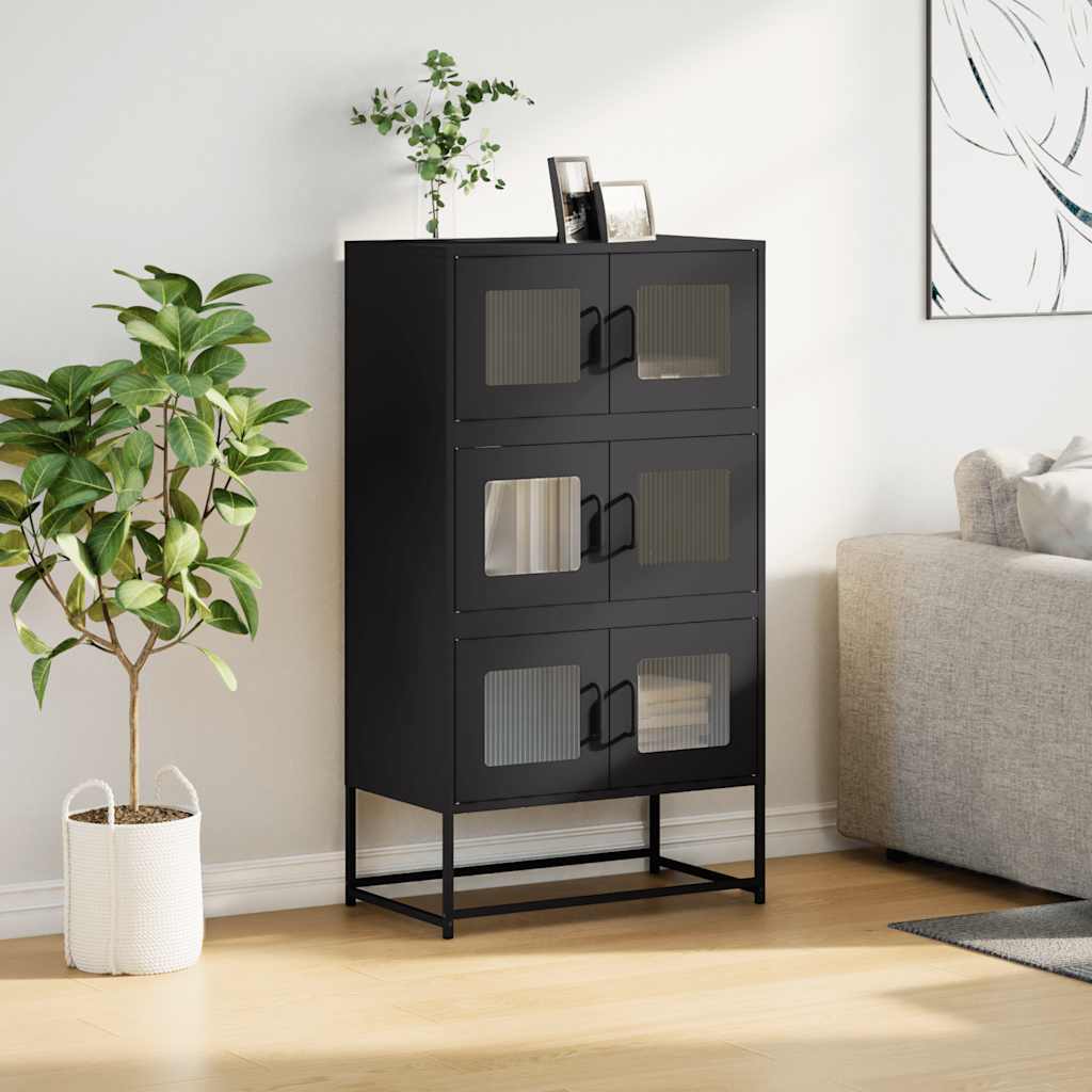 Black high sideboard 68x39x123 cm steel