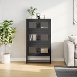 Black high sideboard 68x39x123 cm steel